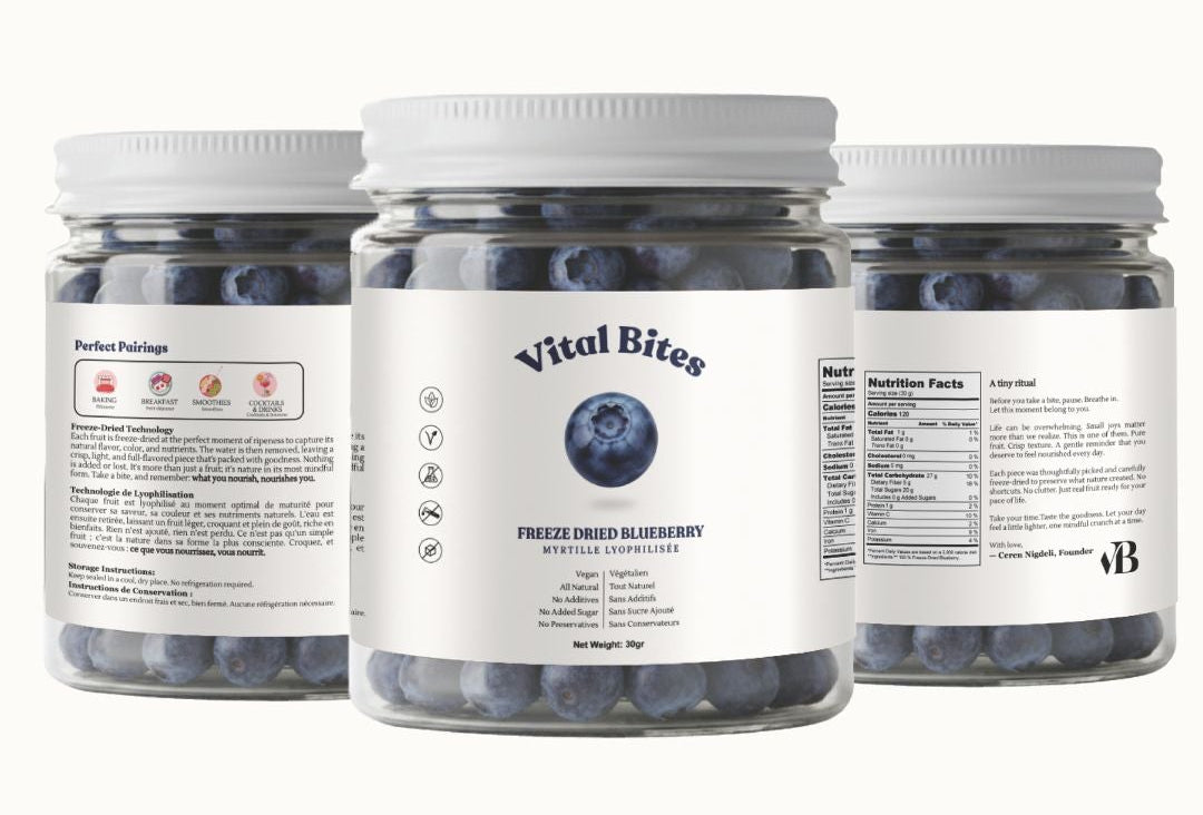 Three jars of 'Vital Bliss' products on a white background