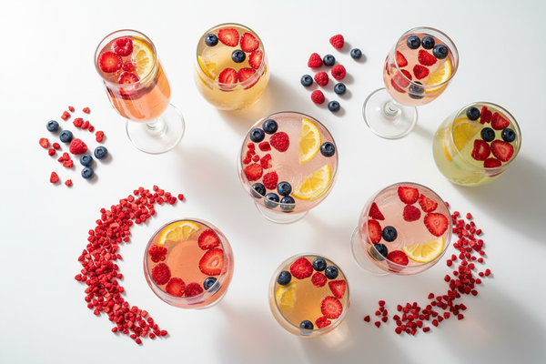 cocktails and drinks with freeze dried fruit